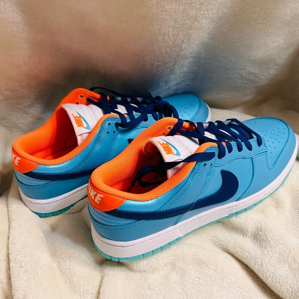 Nike Dunk Low SE Mens Size 8.5  Baltic Blue / Orange Sneakers HQ1538-416 NEW - Picture 2 of 6